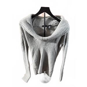 Moda International Cozy Gray Women's Sweater with Wide Cowl Neck, Size M